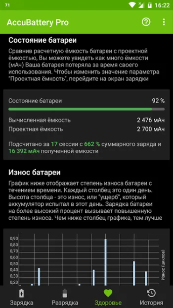 Скриншот AccuBattery 3