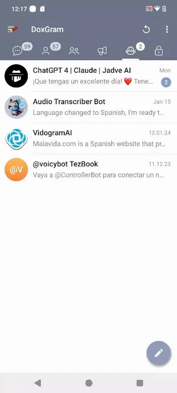 Скриншот DoxGram 2